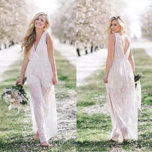 Beige lace romper maxi